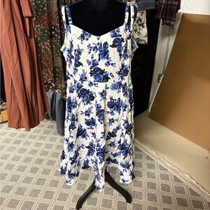 Chic Blue Floral Midi Dress